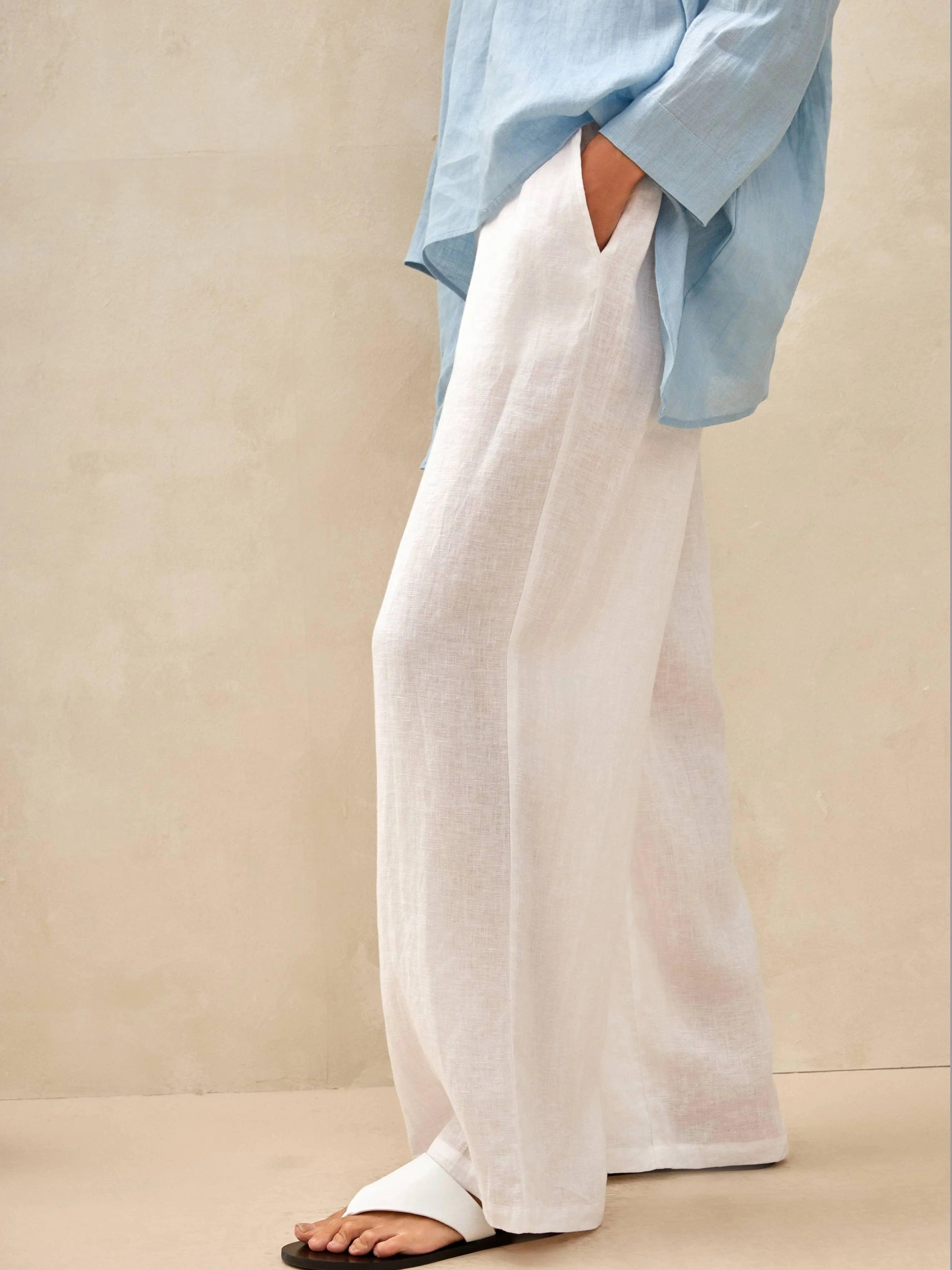 100% Linen Classic Pants LYON - BOTTOMS-Linen