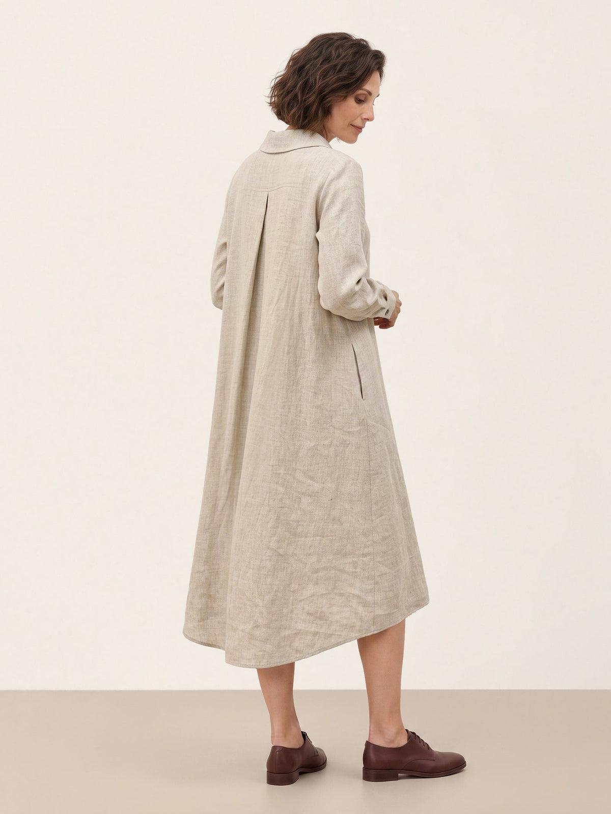 Natural Melange 100% Linen Shawl Collar Longline Jacket MARIETTE by LINTICO