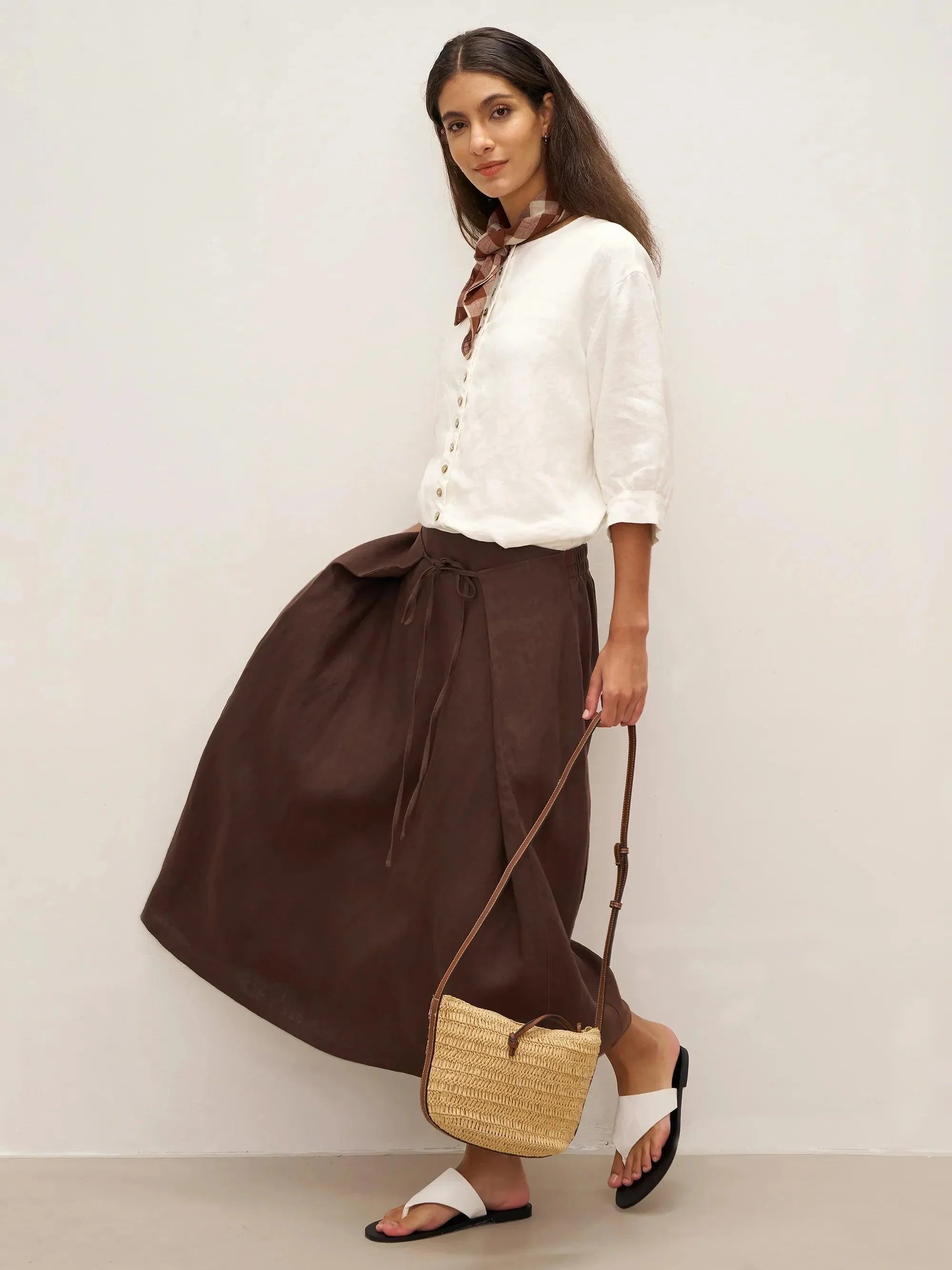 100% Linen Button-Front Drop Shoulder Shirt EASTER - TOPS-Linen Button Down Shirts