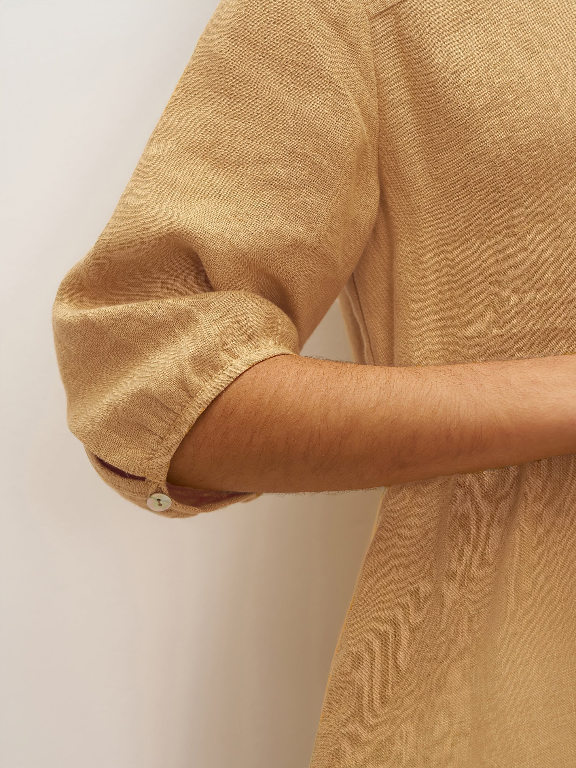 100% Linen A-Line Drawstring Waist Midi Dress DIXIE - DRESSES-Linen