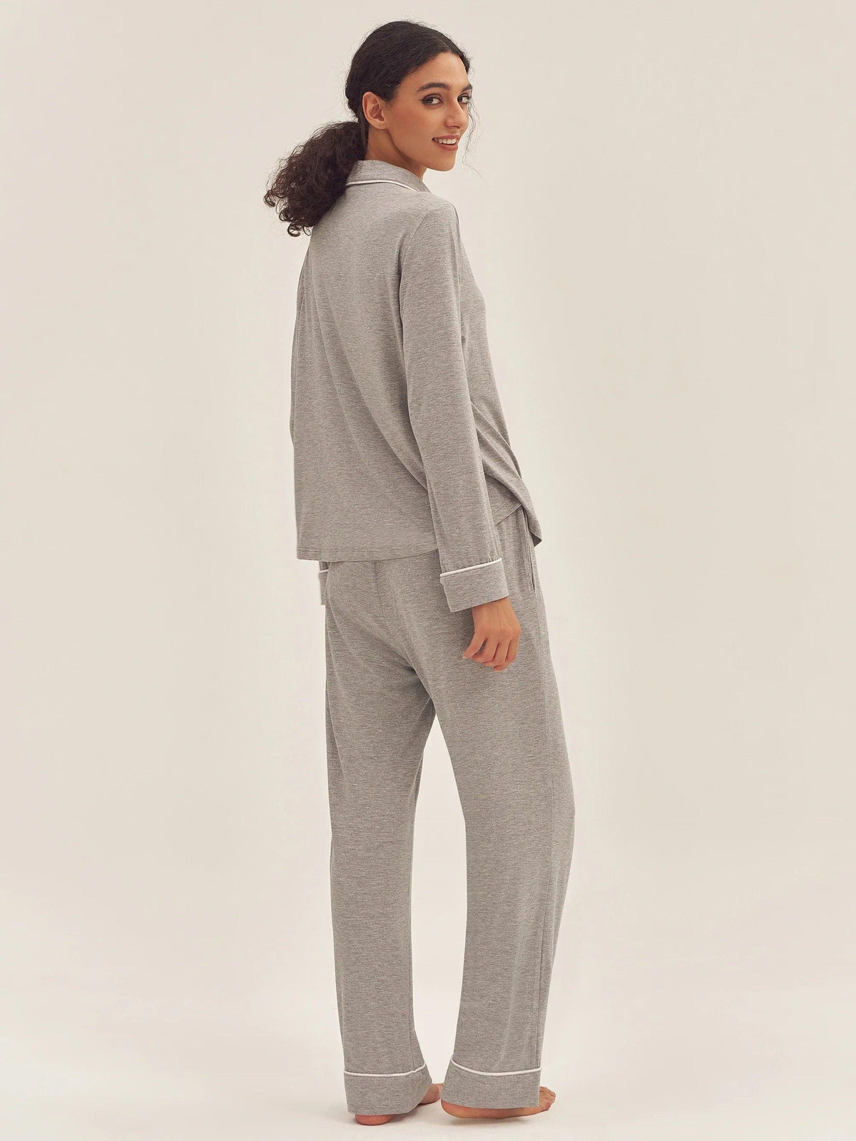 Long Sleeve Bamboo Viscose Pajama Set Adeline - LOUNGEWEAR-Bamboo Viscose PJS