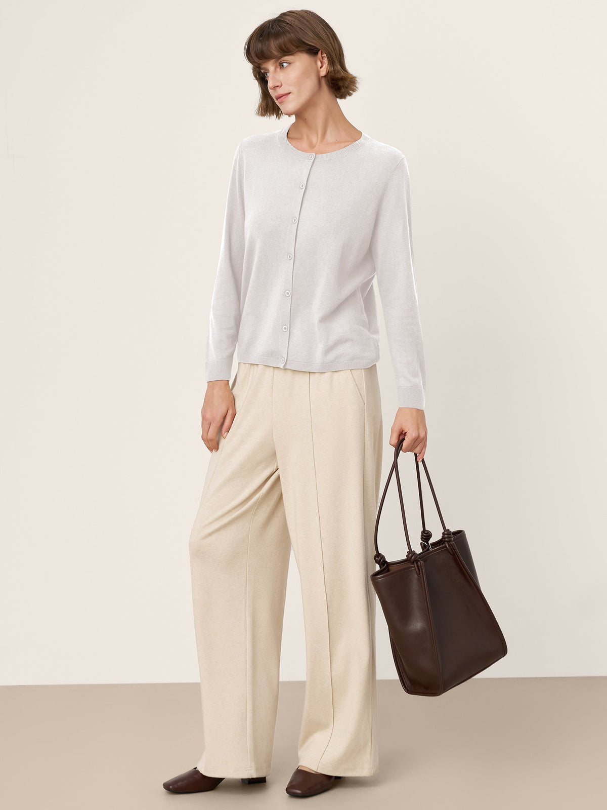 100% Extra-Fine Merino Wool Buttoned Knit Cardigan CAYLA by LINTICO for women