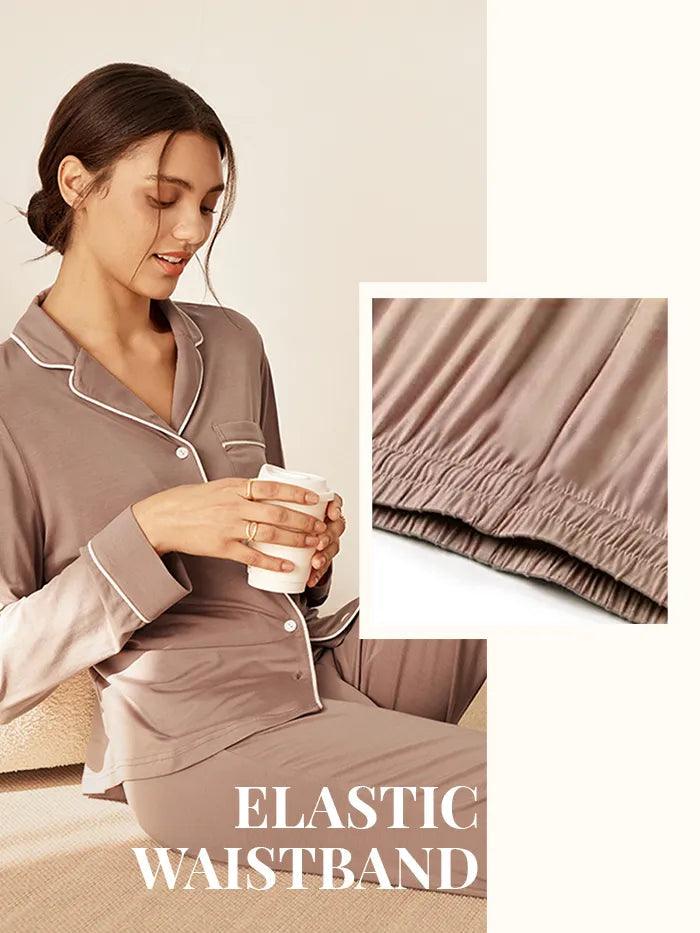 Long Sleeve Bamboo Viscose Pajama Set Adeline - LOUNGEWEAR-Bamboo Viscose PJS
