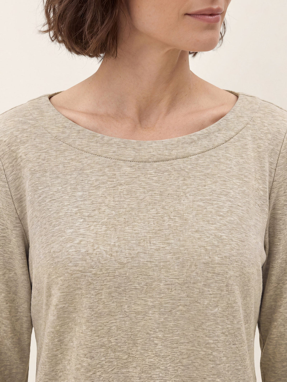 Oat Melange Lyocell Wool Asymmetric Hem Side Button Knit Top CELIA by LINTICO