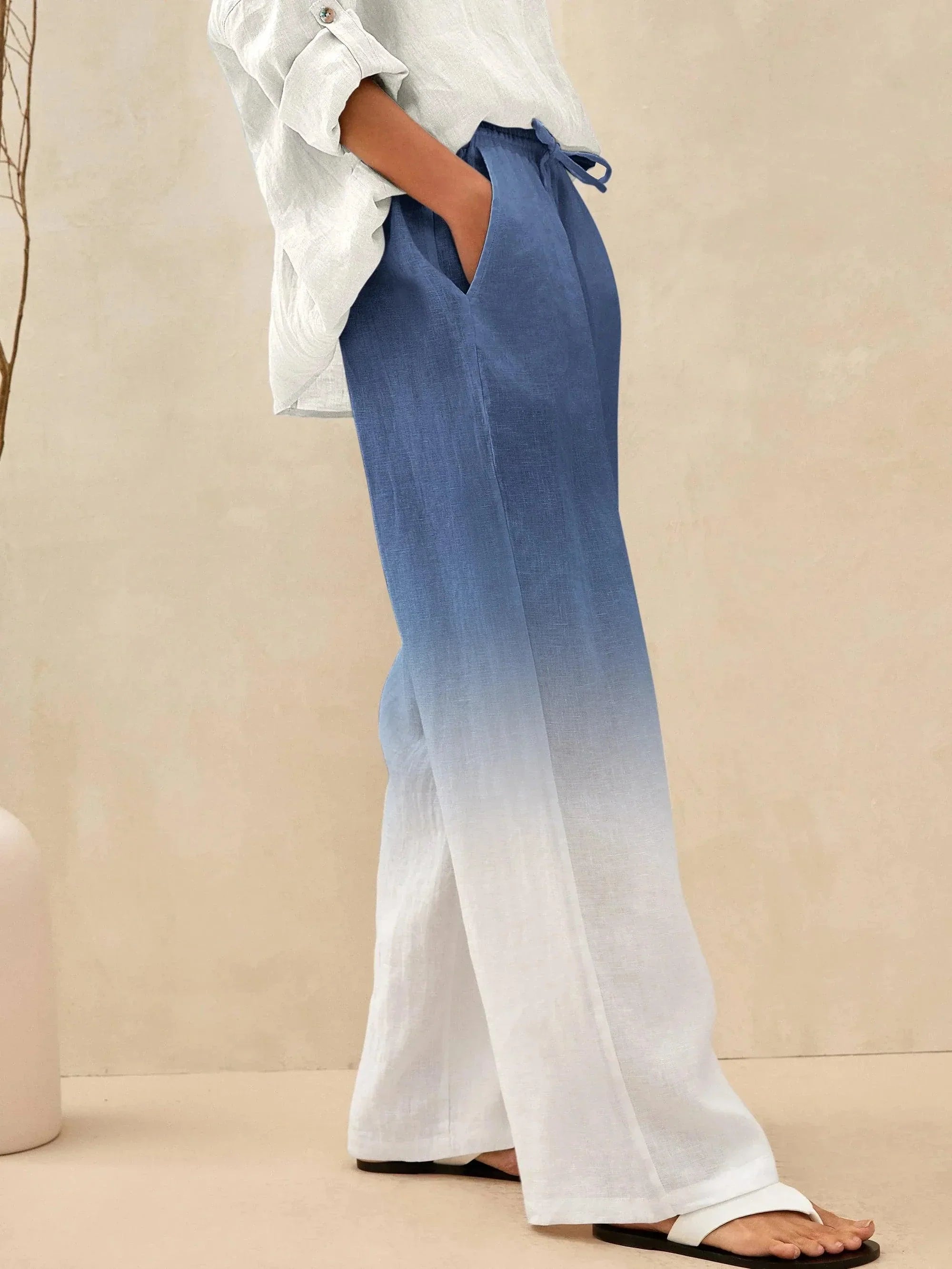 100% Linen Classic Pants LYON - Midnight Blue / S - BOTTOMS-Linen