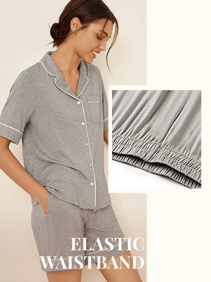 Short Sleeve Bamboo Viscose Pajama Set ODESSA - LOUNGEWEAR-Bamboo Viscose PJS