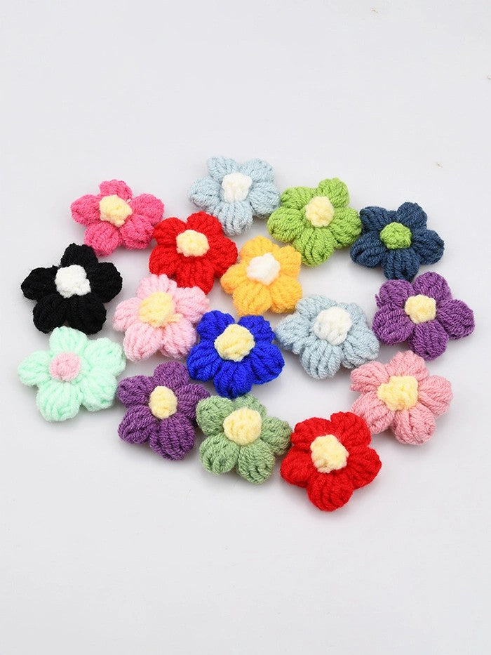 Hand-Knitted Yarn Flowers