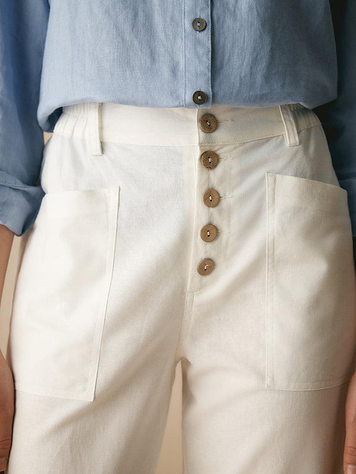 HEIDI Linen Simple Button Fly Trousers