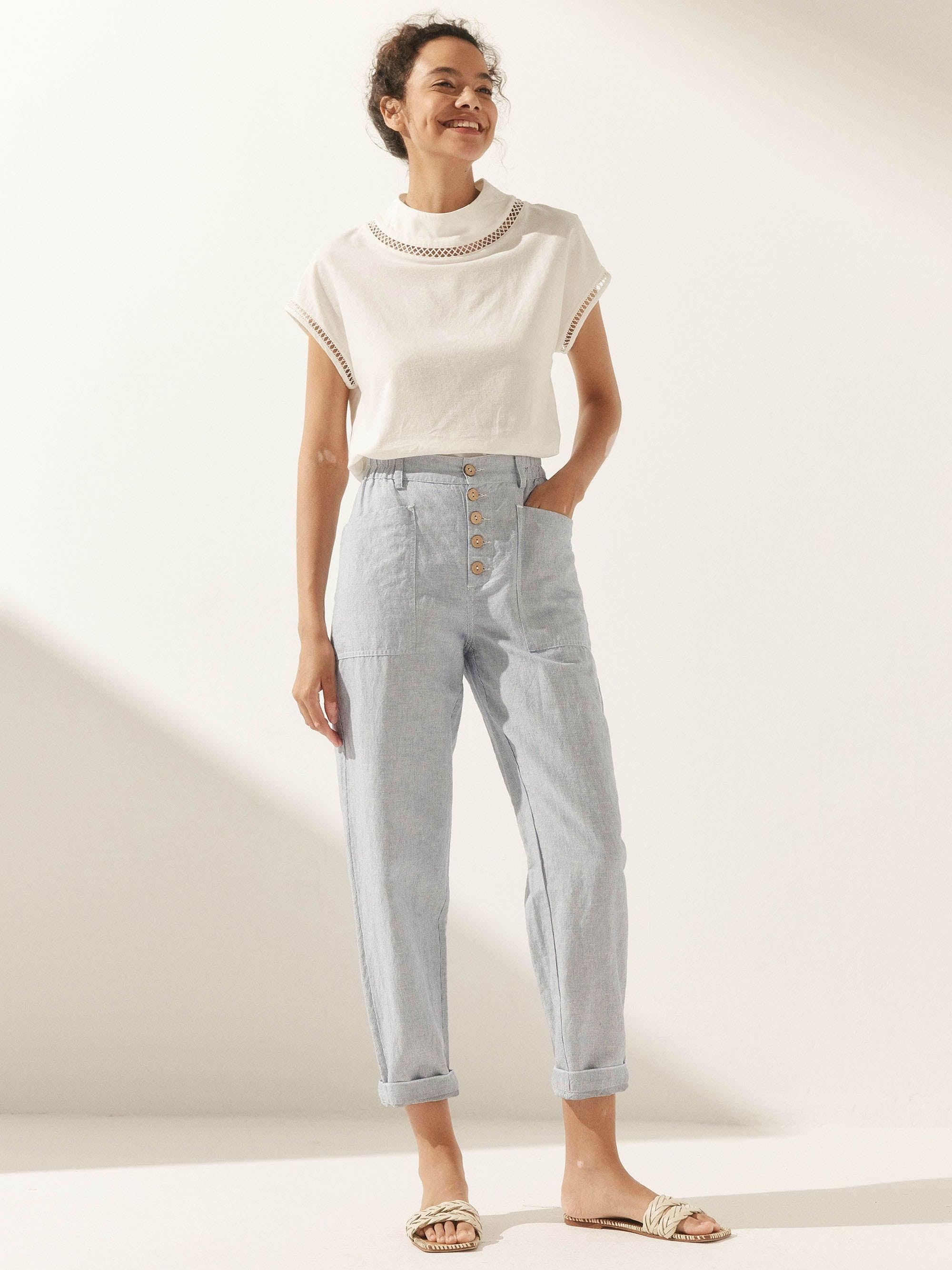 HEIDI Linen Simple Button Fly Trousers