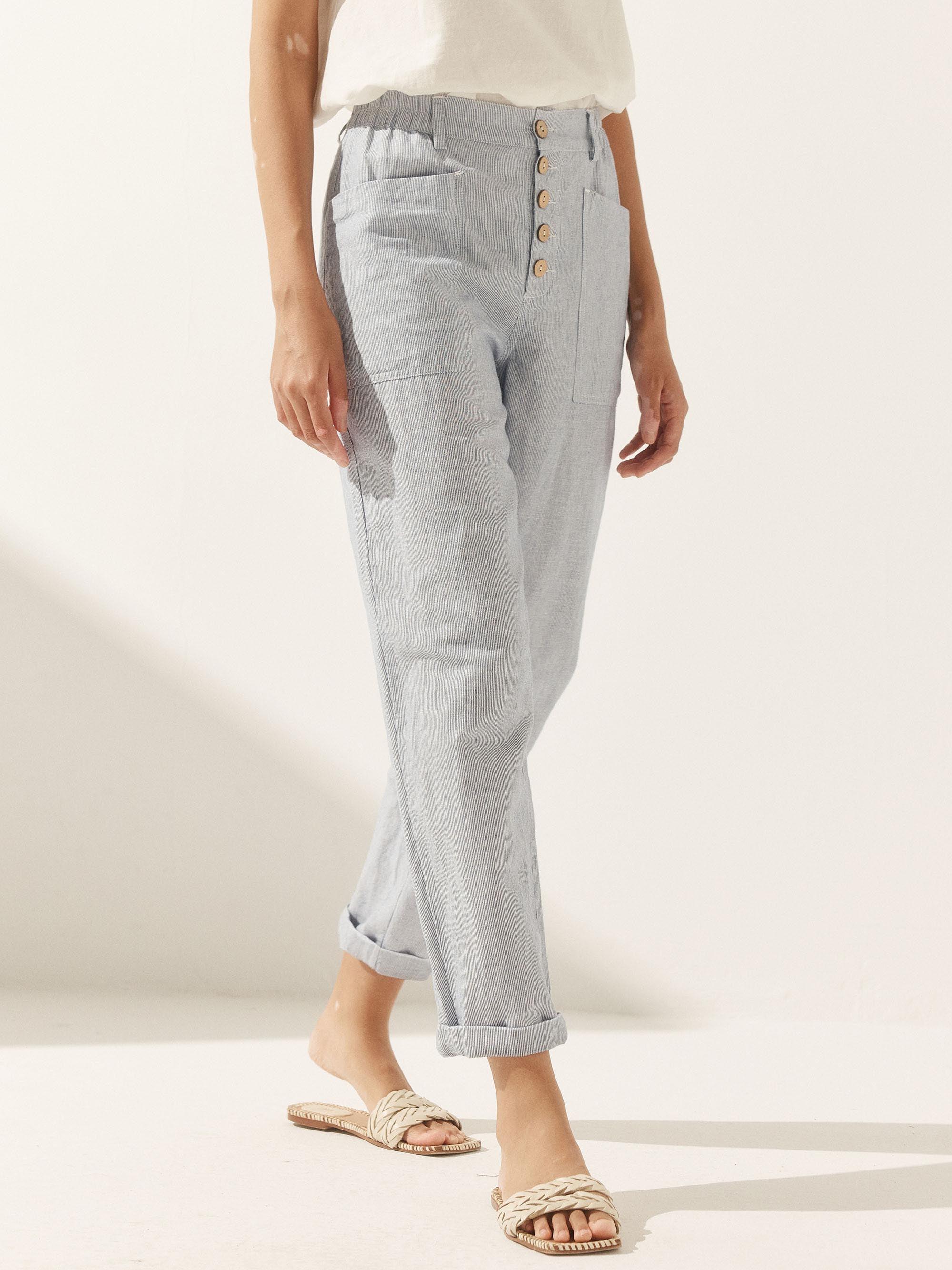 HEIDI Linen Simple Button Fly Trousers
