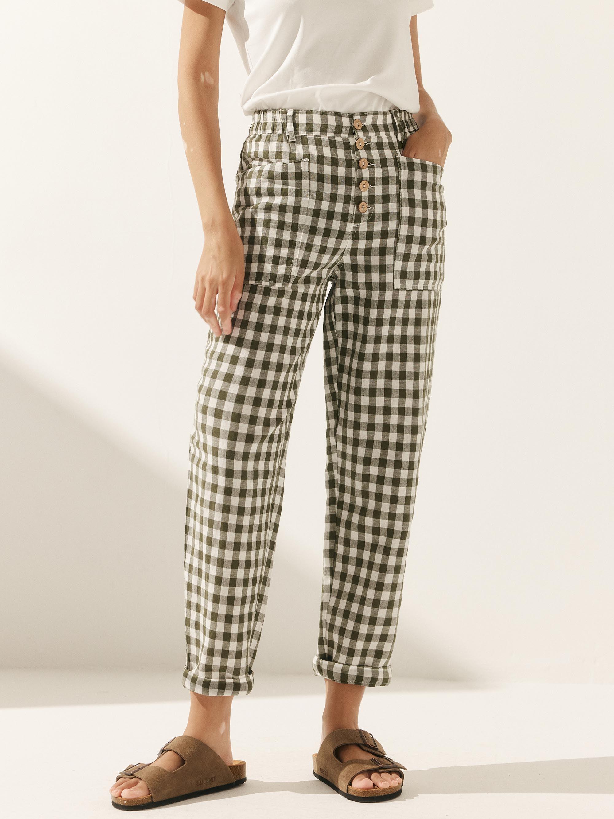HEIDI Linen Simple Button Fly Trousers