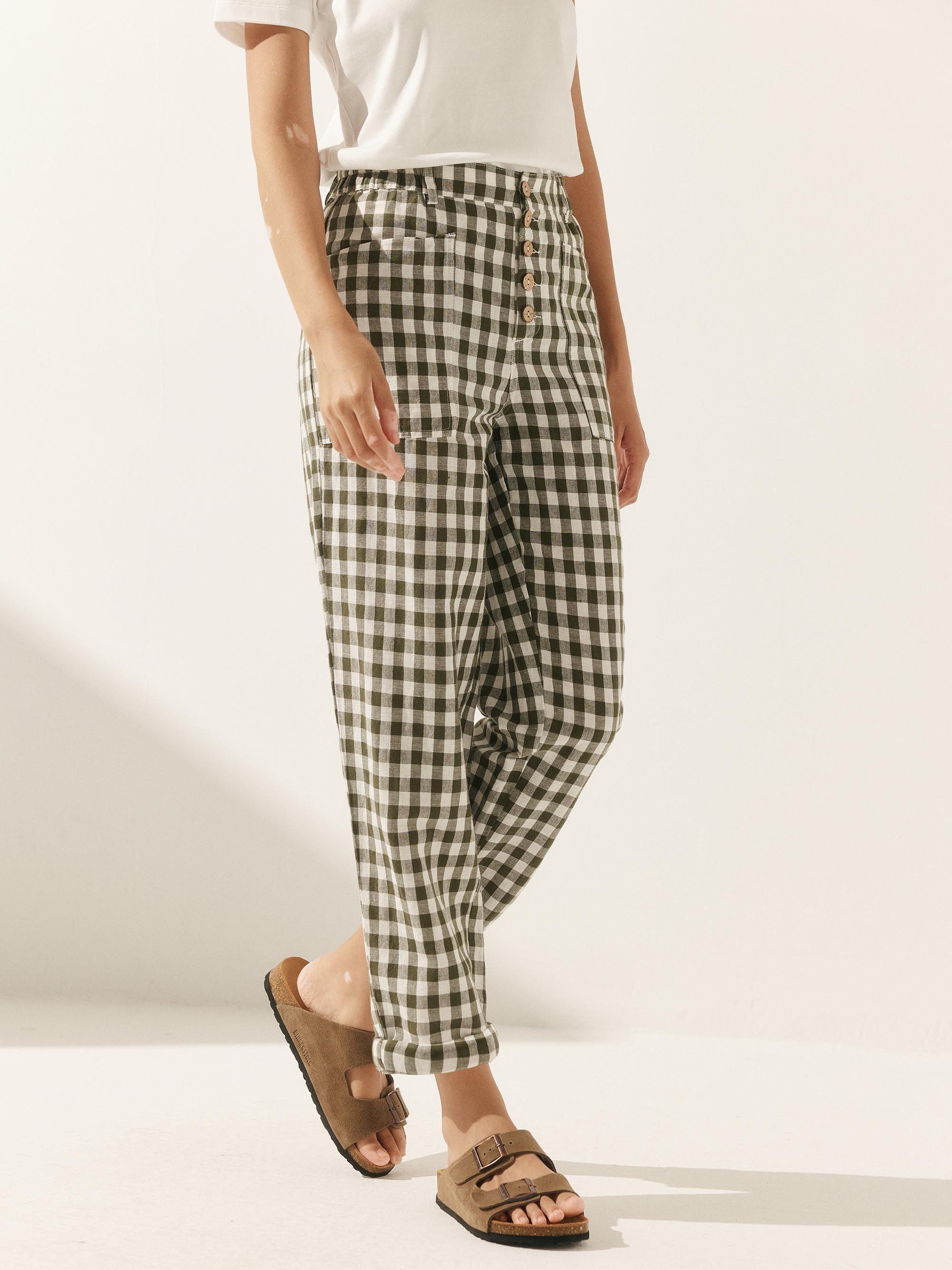 HEIDI Linen Simple Button Fly Trousers