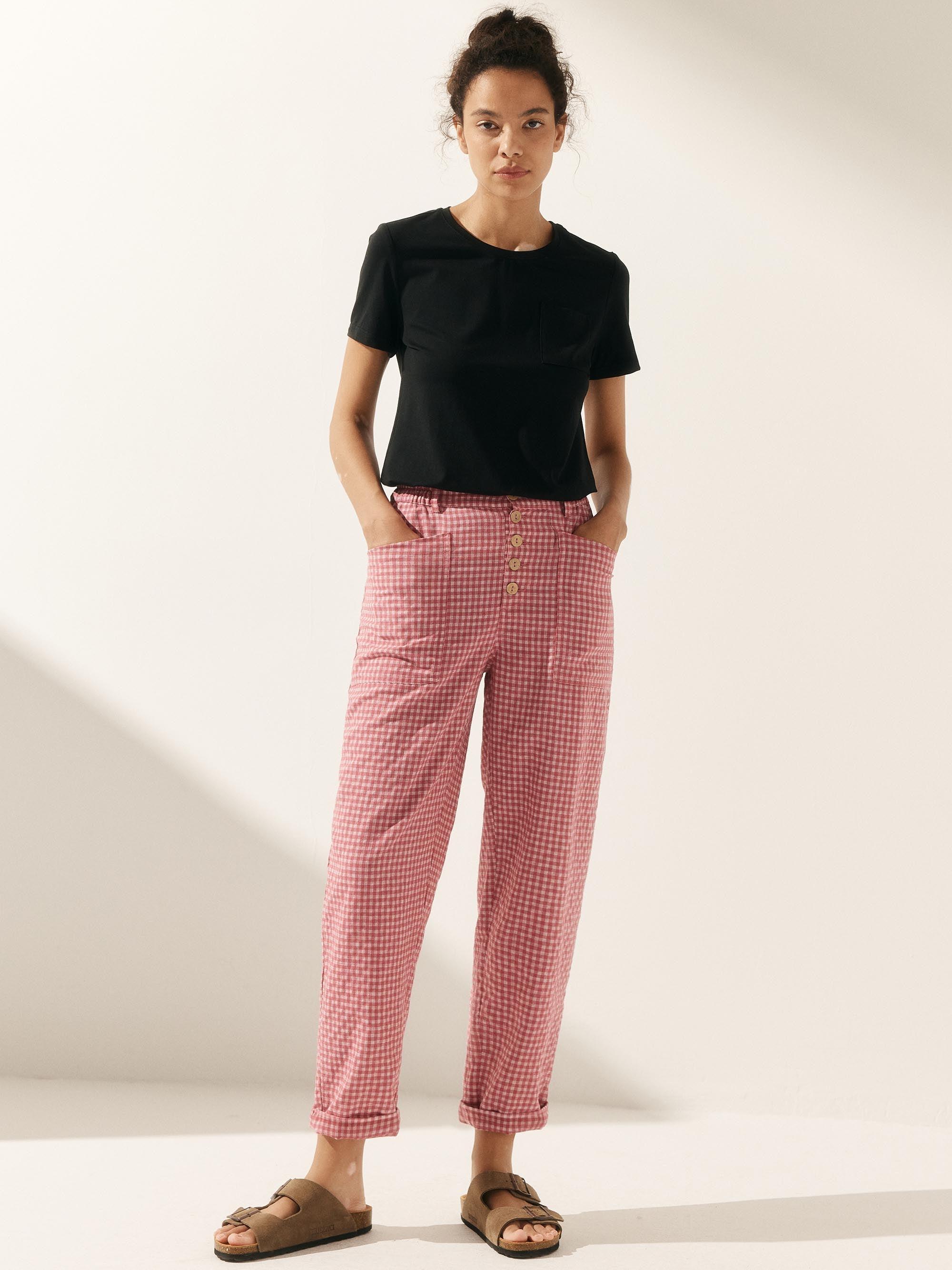 HEIDI Linen Simple Button Fly Trousers