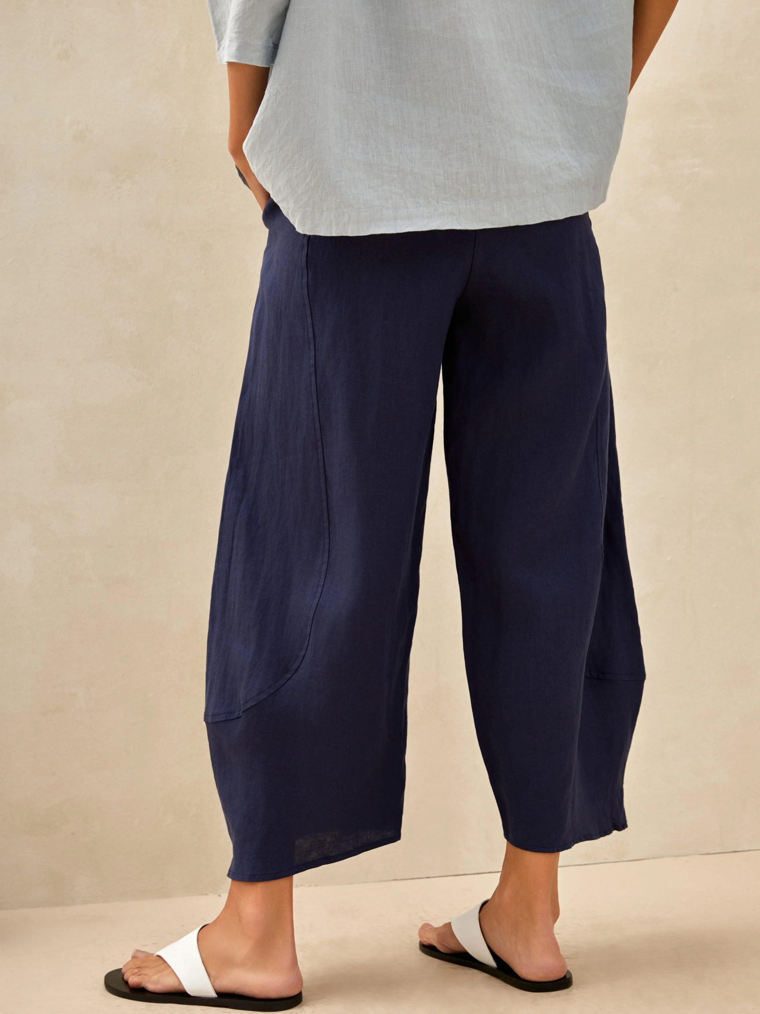 ZOE 100% Linen Classic Ankle Pants - BOTTOMS-Linen