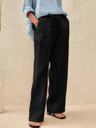 100% Linen Classic Pants LYON - Charcoal Black / S - BOTTOMS-Linen