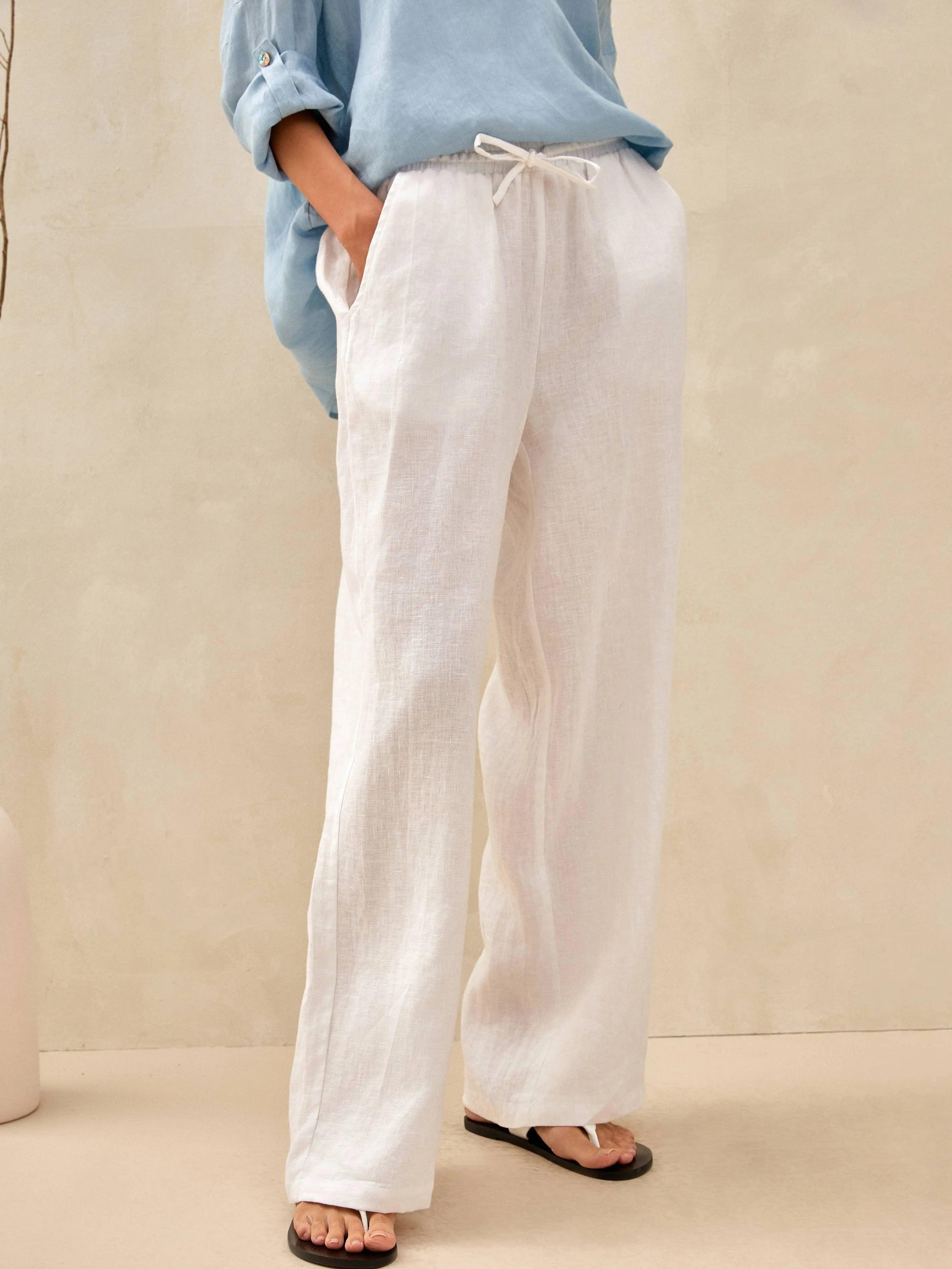 100% Linen Classic Pants LYON - BOTTOMS-Linen