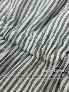 100% Linen Striped Elastic-Waist Midi Dress ARIA - DRESSES-Linen