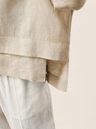 Natural Melange 100% Linen Drop Shoulder Asymmetric Layered Hem Overtop VIOLA by LINTICO