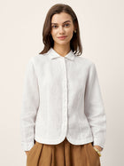 100% Linen Front Button Closure Tailored Shirt AVELINE