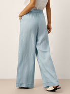 100% Linen Sculpted Pleat Elasticated Back Relaxed Pants VERIDIANA by LINTICO for women