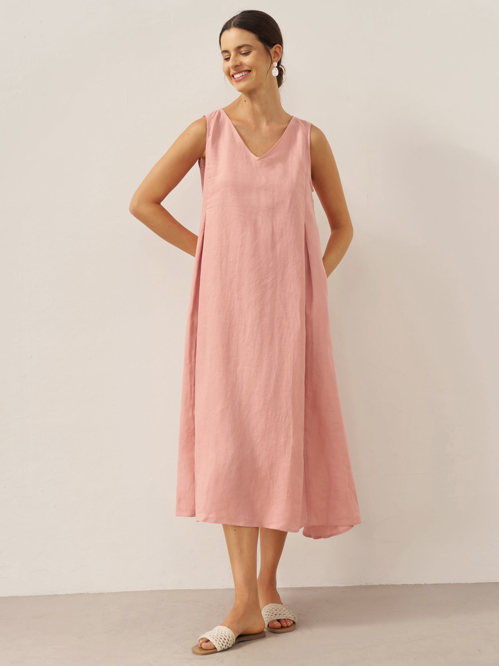 LINTICO women's linen outfit with maxi dress and midi dress