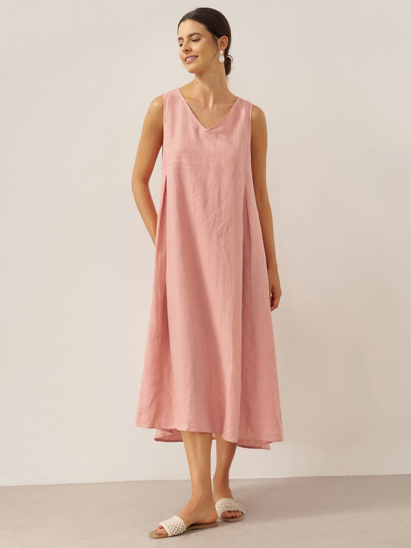 LINTICO women's linen outfit with maxi dress and midi dress