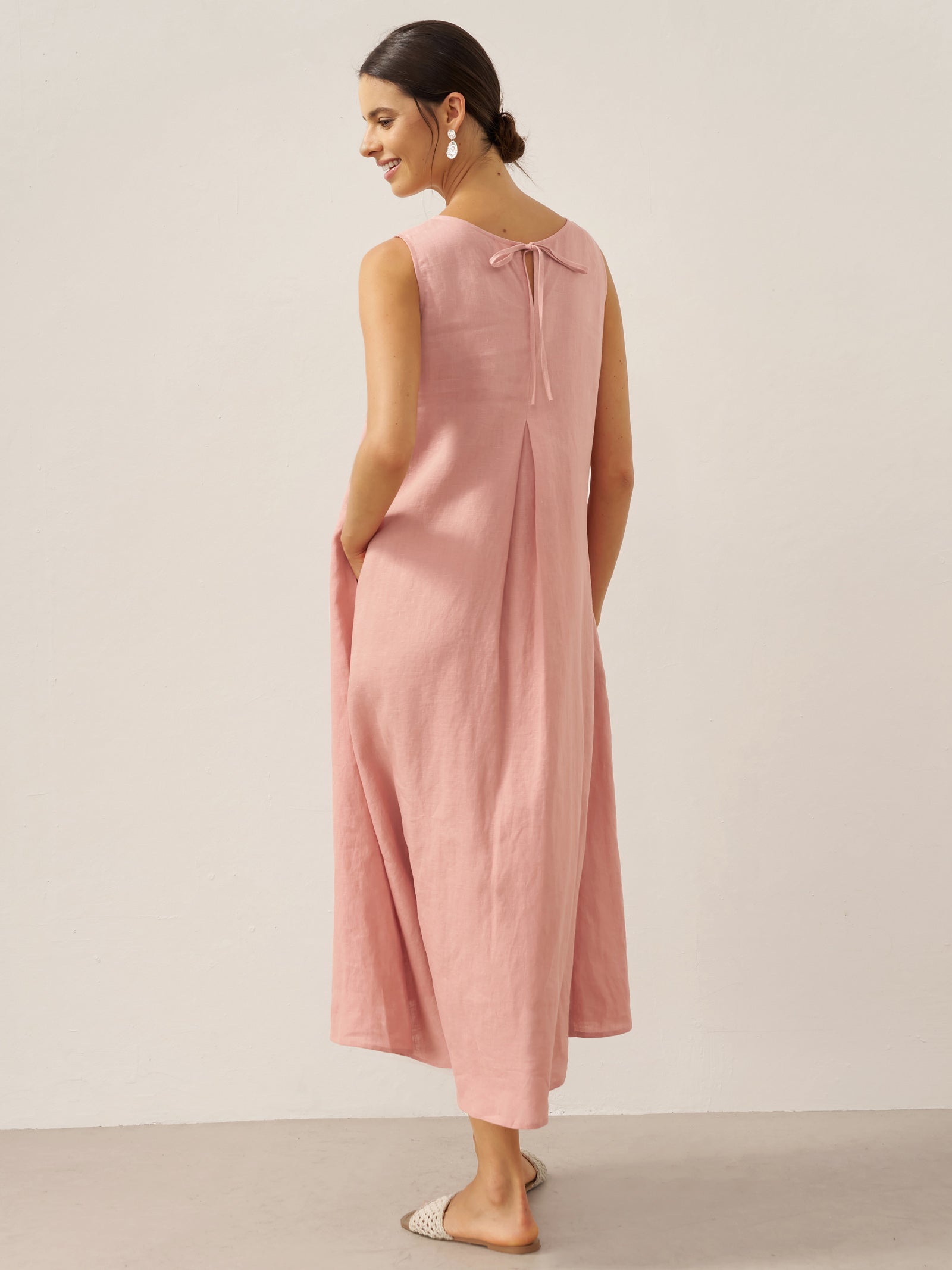 LINTICO women's linen outfit with maxi dress and midi dress