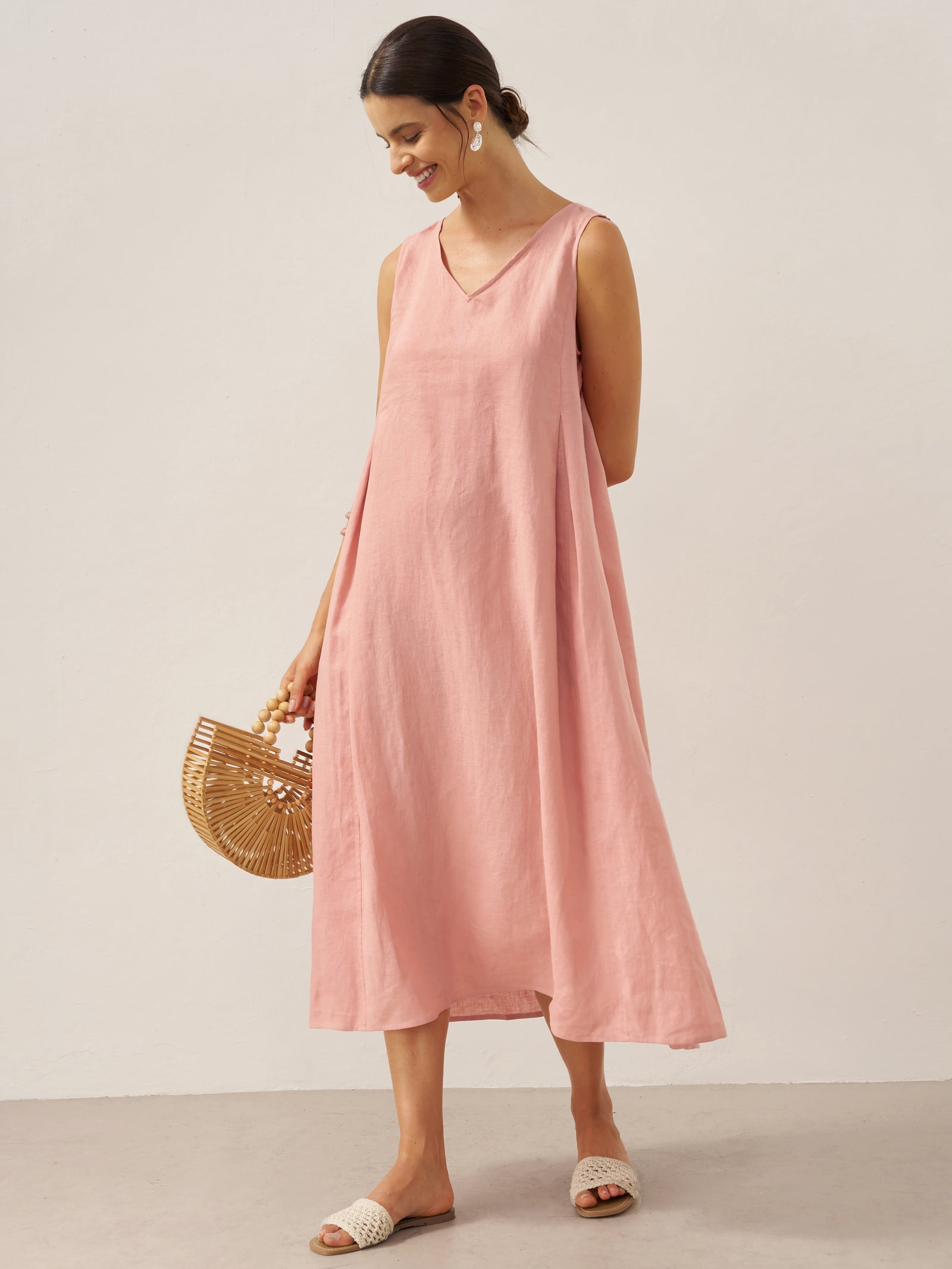 LINTICO women's linen outfit with maxi dress and midi dress