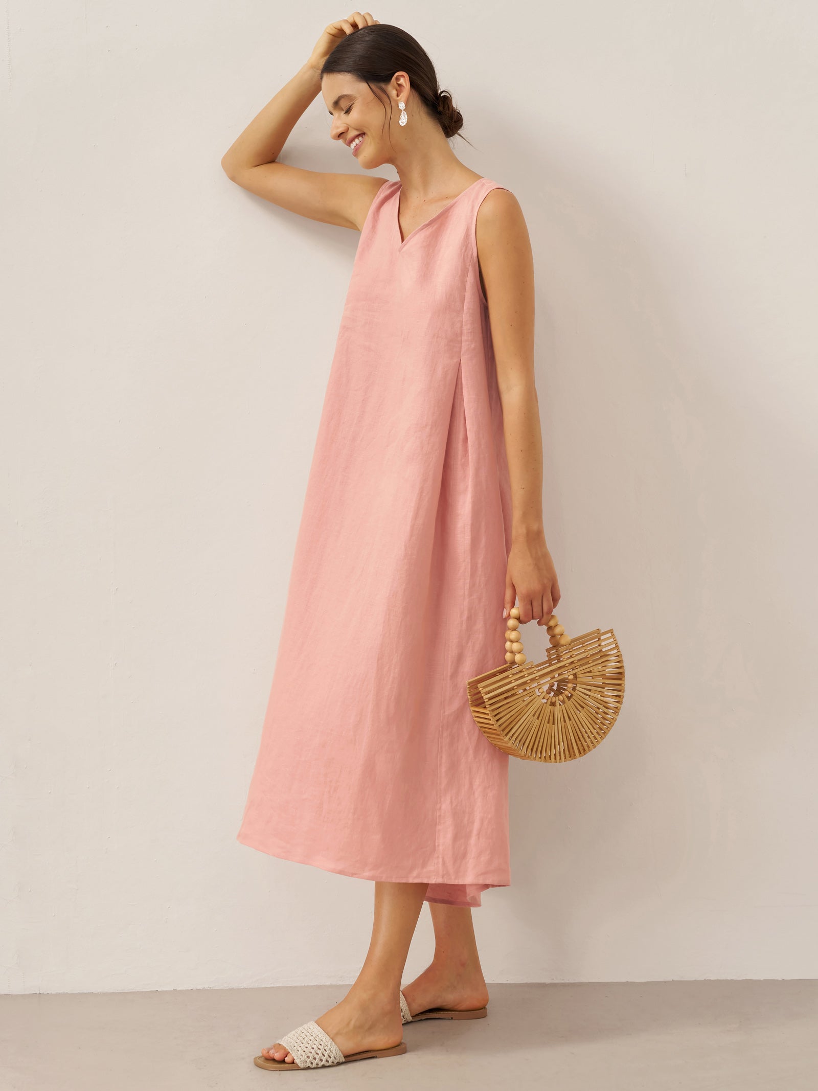 LINTICO women's linen outfit with maxi dress and midi dress