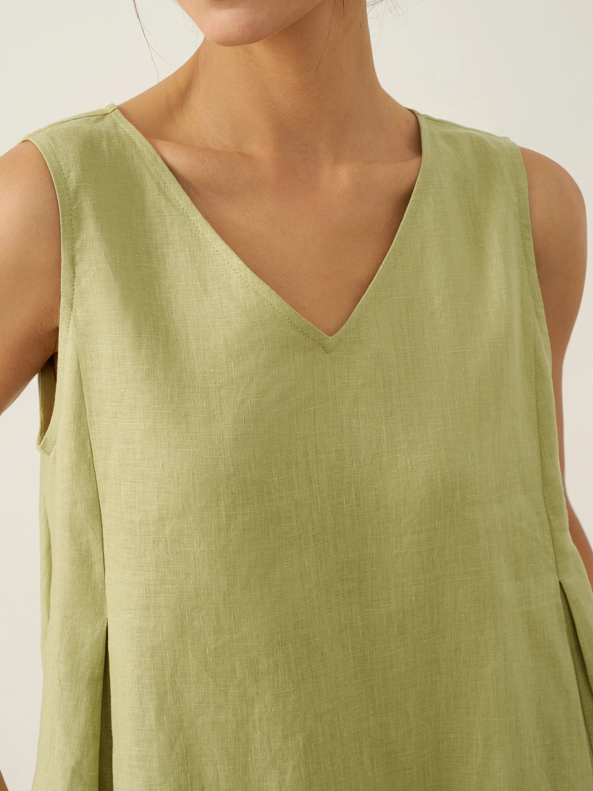 100% Linen Sleeveless A-Line Maxi Dress