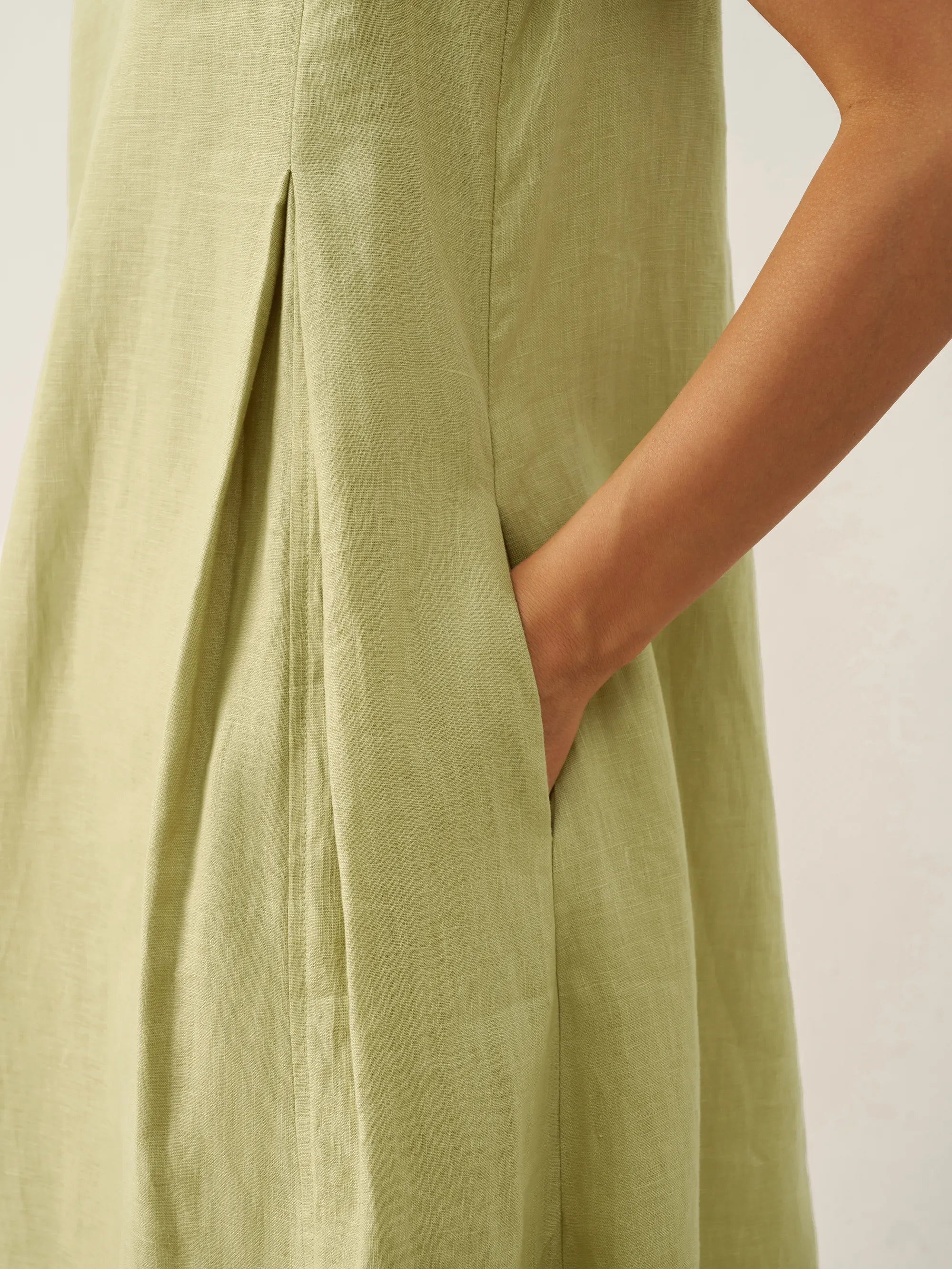 100% Linen Sleeveless A-Line Maxi Dress