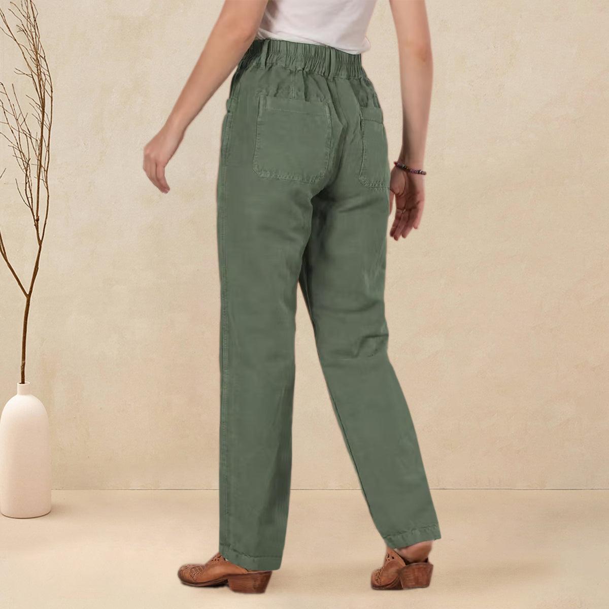 HEIDI Linen Simple Button Fly Trousers