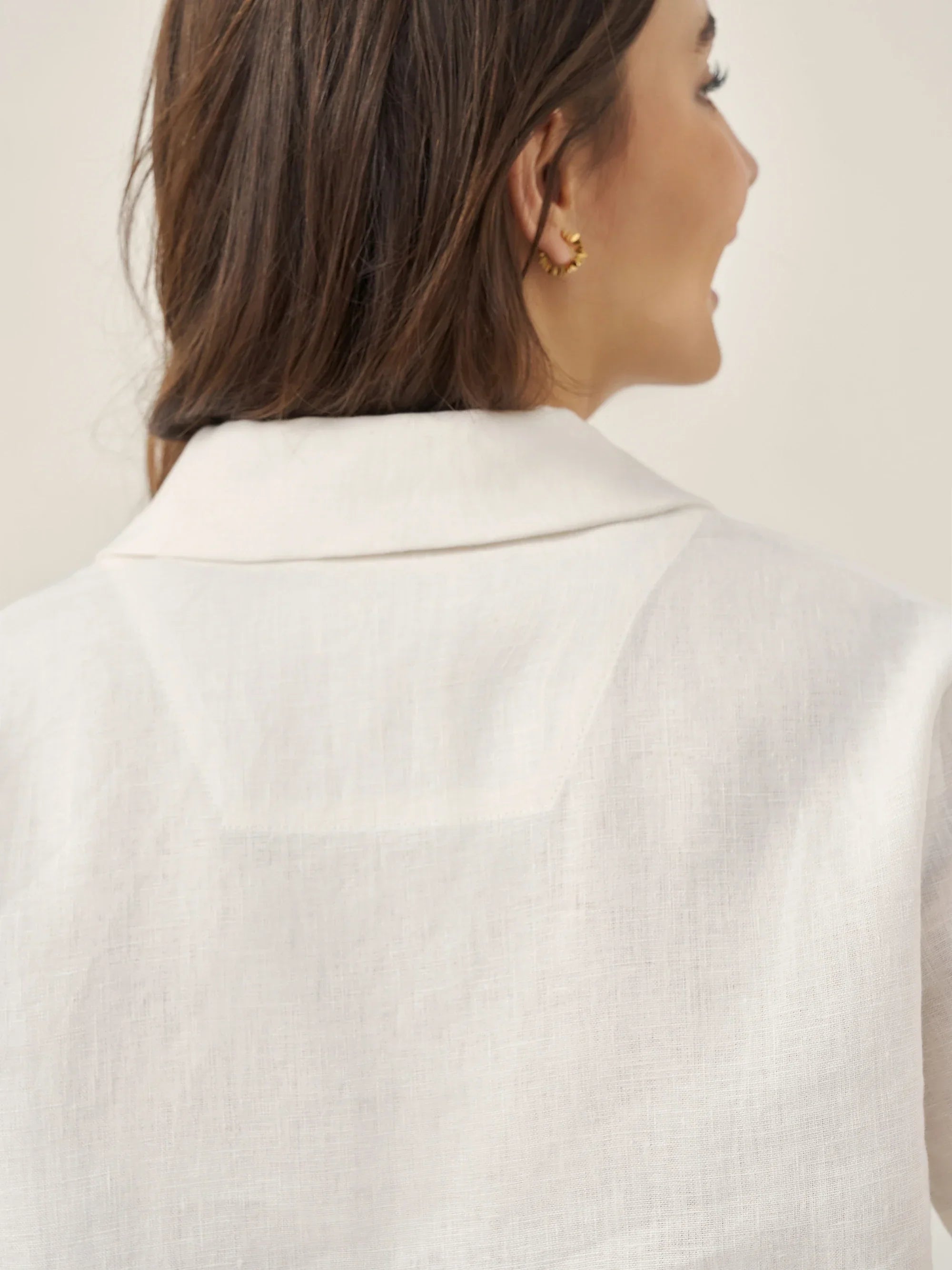 100% Linen Button-Up Short Sleeve Shirt - TOPS-Linen Button Down Shirts