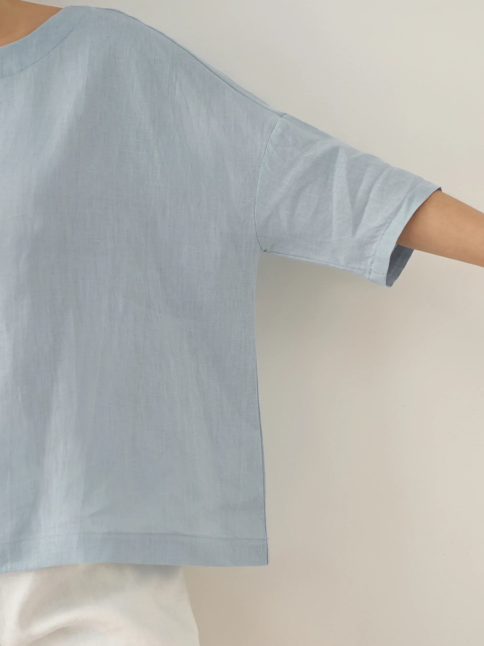 AURORA 100% Linen Boatneck 3/4 Length Sleeve Top - TOPS-Linen Blouses