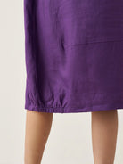 100% Linen Collarless Mid-Length Dress SOFIA - DRESSES-Linen Midi