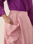 Linen-Cotton Elastic Waist Skirt MARINA by LINTICO for women