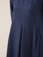 100% Linen Bateau Neck Pleated Midi Dress ABIGAIL by LINTICO for women