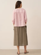Linen Checked Elastic Waist Skirt MARINA by LINTICO for women