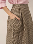 Linen Checked Elastic Waist Skirt MARINA by LINTICO for women