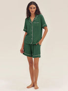 Short Sleeve Bamboo Viscose Pajama Set ODESSA - Evergreen / Sets / S - LOUNGEWEAR-Bamboo Viscose PJS