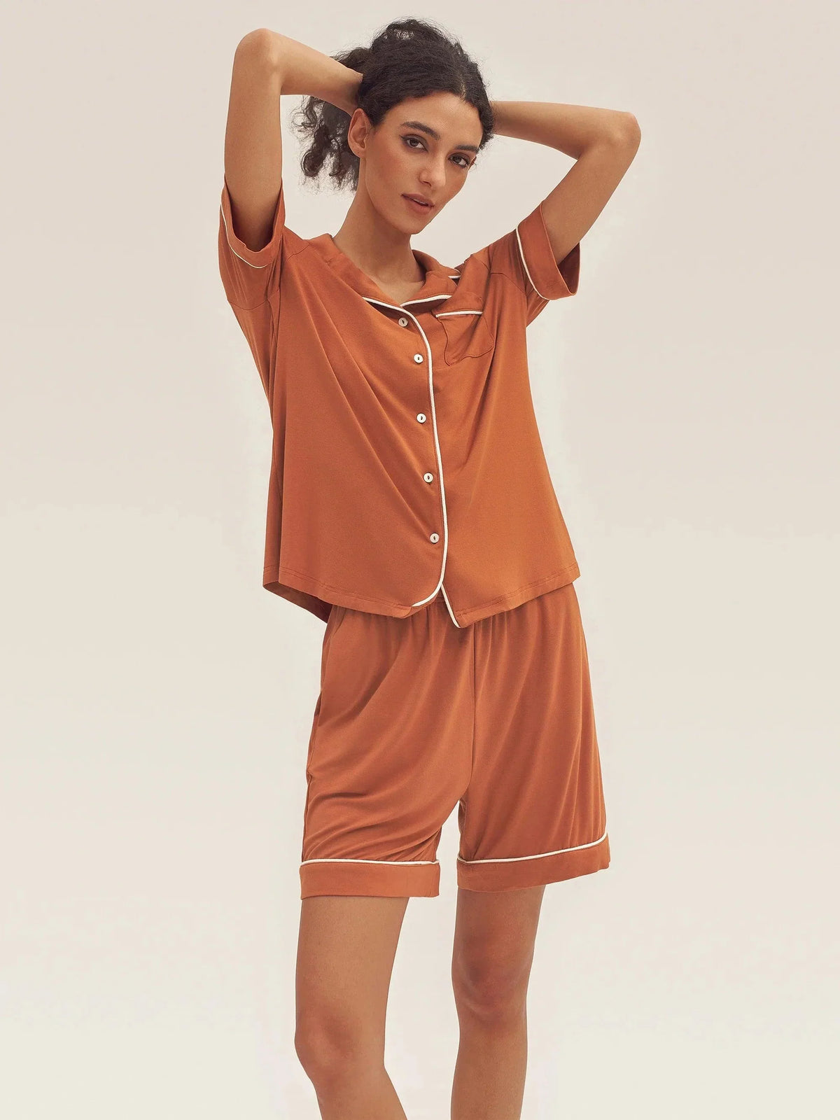 Short Sleeve Bamboo Viscose Pajama Set ODESSA - LOUNGEWEAR-Bamboo Viscose PJS