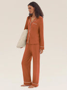 Long Sleeve Bamboo Viscose Pajama Set Adeline - LOUNGEWEAR-Bamboo Viscose PJS
