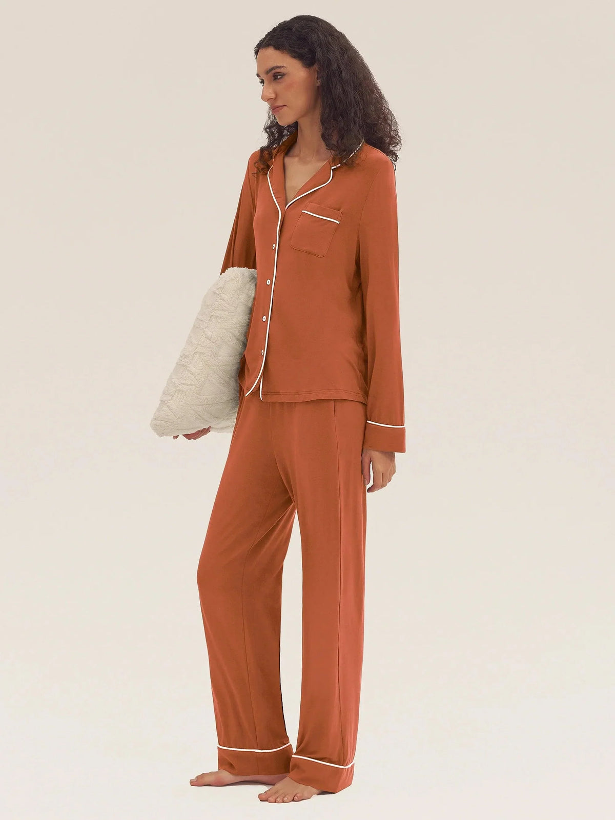 Long Sleeve Bamboo Viscose Pajama Set Adeline - LOUNGEWEAR-Bamboo Viscose PJS