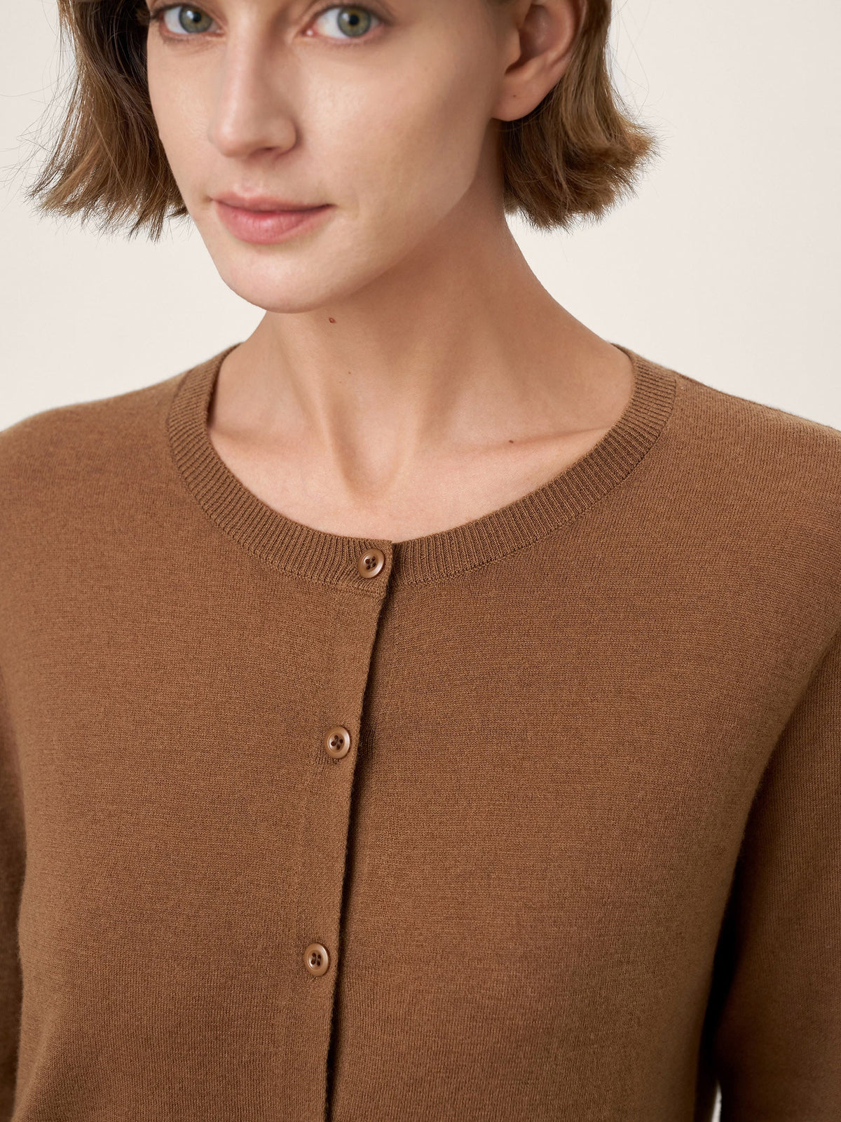 100% Extra-Fine Merino Wool Buttoned Knit Cardigan CAYLA by LINTICO for women