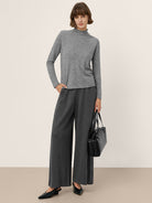 100% Extra-Fine Merino Wool Mock Neck Sweater with Rolled Edge ELA by LINTICO for women