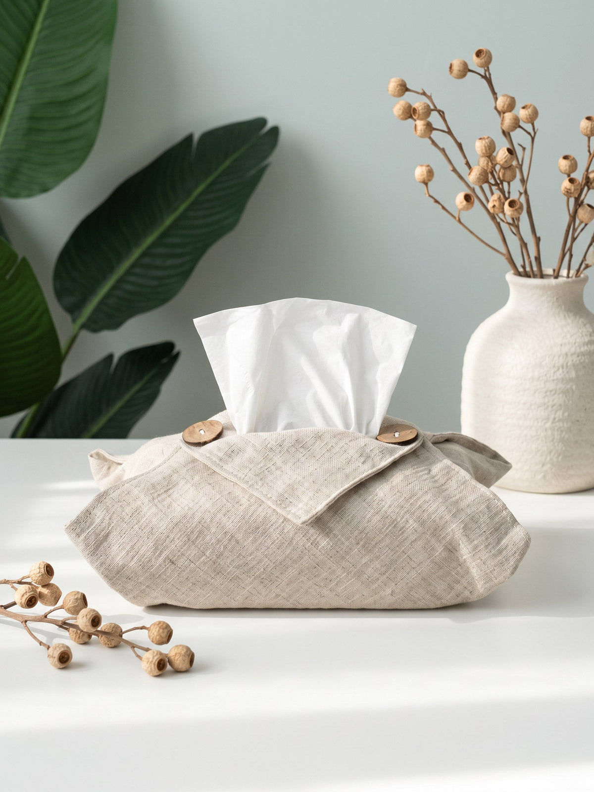 Linen Tissue Box Storage Cover by LINTICO