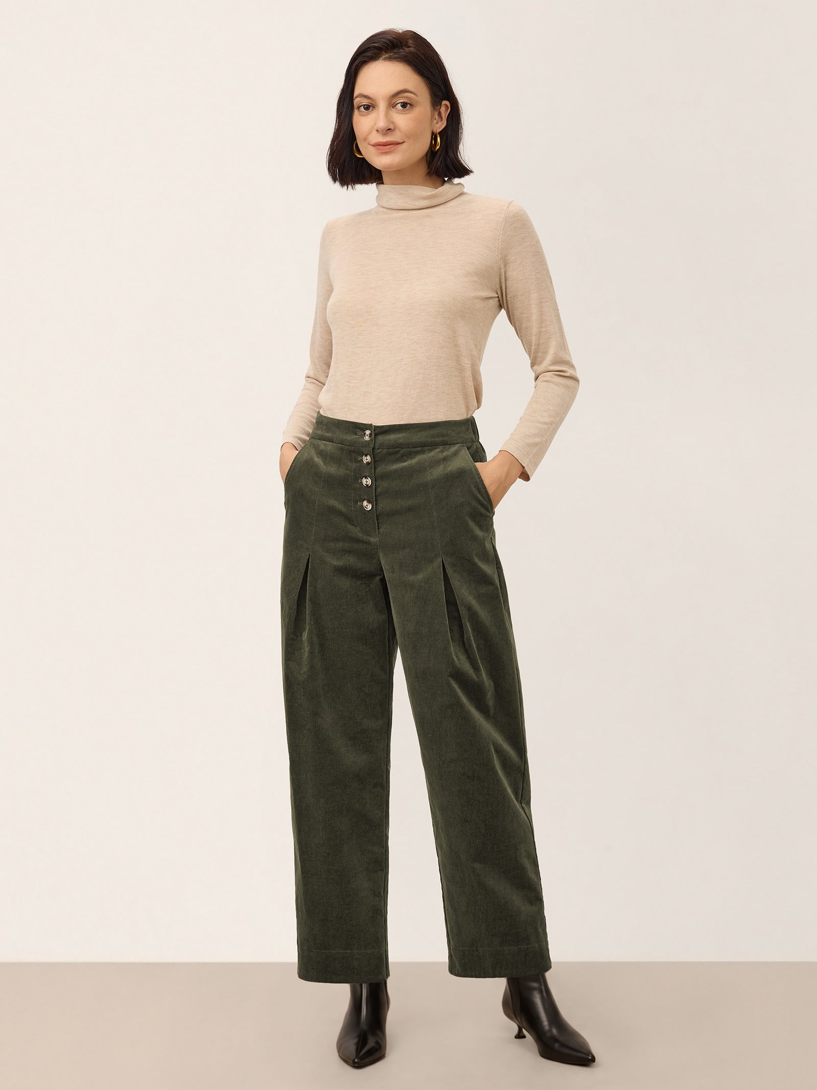 Adjustable Button High Waist Tapered Ankle Pants ISOLABEL product image