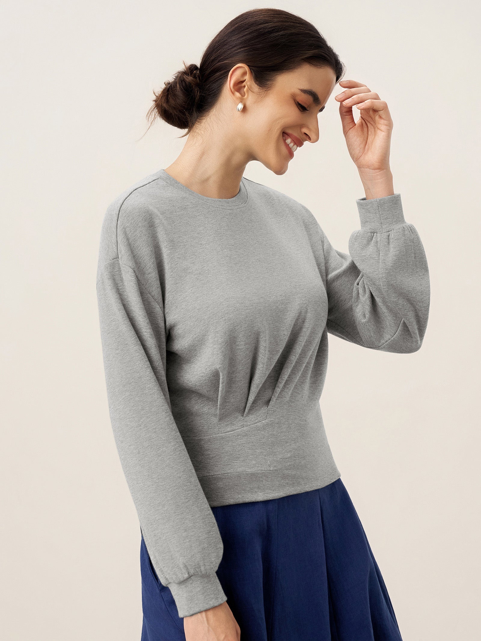 Asymmetric Ruched Stretch Knit Top CALLIOPE – LINTICO-UK