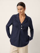 Notched Pleat Long Sleeve Top JUNE by LINTICO for women