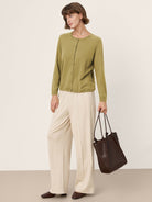 100% Extra-Fine Merino Wool Buttoned Knit Cardigan CAYLA by LINTICO for women